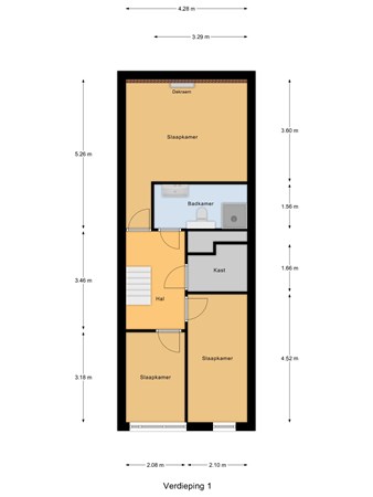 Floorplan - Hobbemastraat 242A, 2526 JV Den Haag