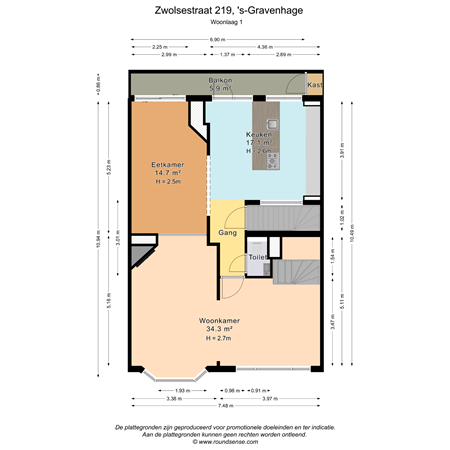 Floorplan - Zwolsestraat 219, 2587 VC Den Haag