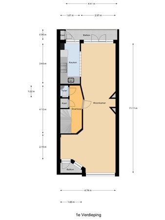 Floorplan - Hoekwaterstraat 52, 2274 PZ Voorburg