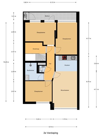 Floorplan - Velpsestraat 81, 2573 SE Den Haag