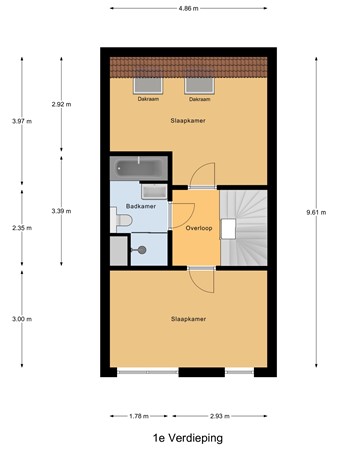 Floorplan - Reitzstraat 285, 2571 RP Den Haag