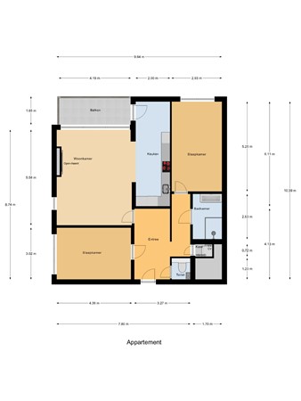 Floorplan - Leyweg 1300D, 2545 HK Den Haag