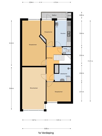Floorplan - De la Reyweg 685, 2571 ES Den Haag
