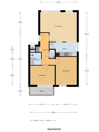 Floorplan - Honselersdijkstraat 84, 2512 RR Den Haag