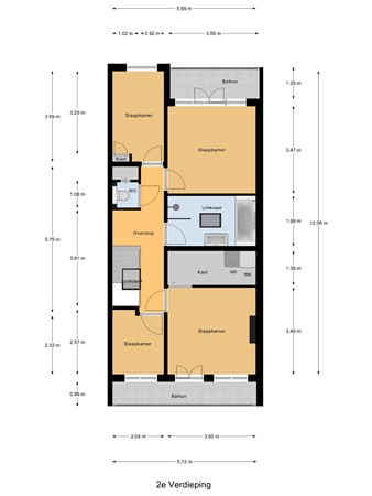 Floorplan - Fultonstraat 27, 2562 XB Den Haag