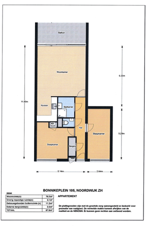 Bonnikeplein 105, 2201 GL Noordwijk - Plattegrond Bonnikeplein 105 Noordwijk.png