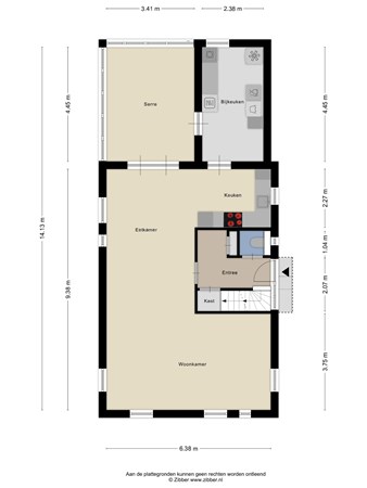 Floorplan - Poststraat 58, 9648 JN Wildervank