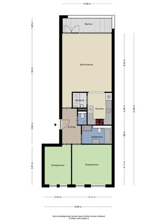 Floorplan - Beneden Westerdiep 9-09, 9641 GD Veendam