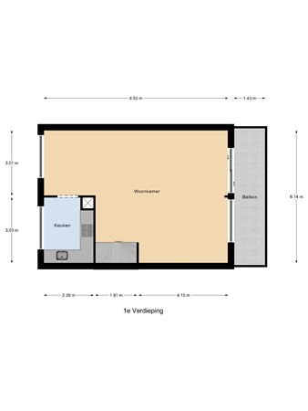 Plattegrond - Fjord 144, 8224 DJ Lelystad - 1e_Verdieping.jpg