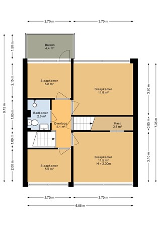 S L Mansholtplein 13, 8802 RN Franeker - Eerste verdieping - 2D.jpg