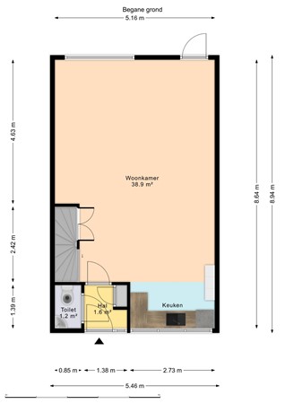 Floorplan - Binnendijk 19, 1446 BA Purmerend