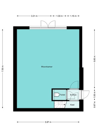 Floorplan - Zuidwenk 74B, 3751 CE Bunschoten-Spakenburg