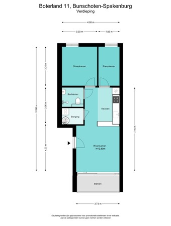 Floorplan - Boterland 11, 3751 KB Bunschoten-Spakenburg