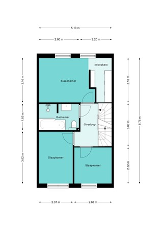 Floorplan - Veenestraat 66A, 3751 GJ Bunschoten-Spakenburg