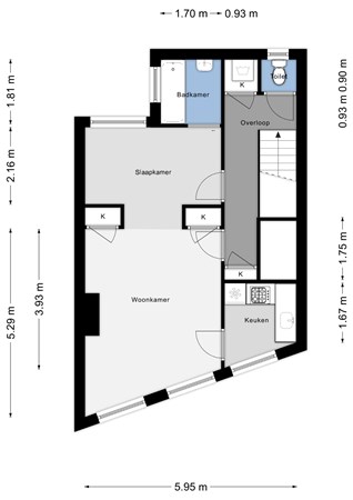 Plattegrond - Van Vollenhovenstraat 30B, 3016 BH Rotterdam 