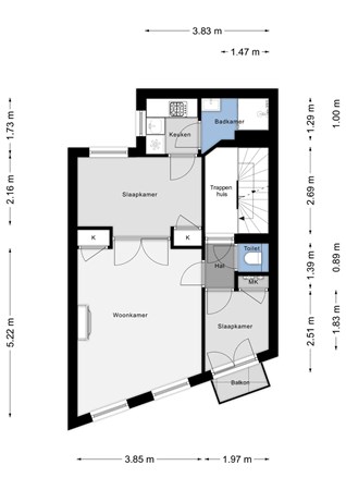 Plattegrond - Van Vollenhovenstraat 30C, 3016 BH Rotterdam 