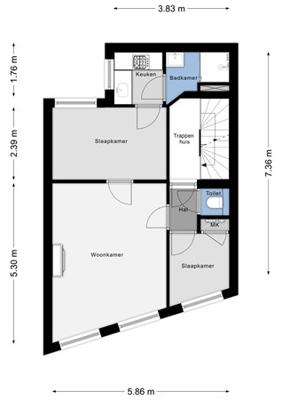 Plattegrond - Van Vollenhovenstraat 30D, 3016 BH Rotterdam 