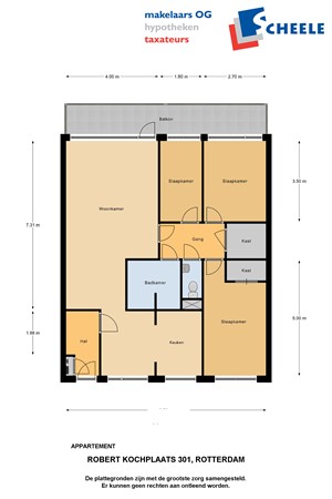 Plattegrond - Robert Kochplaats 301, 3068 JC Rotterdam 