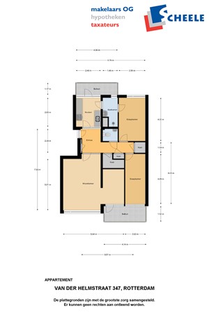 Plattegrond - Van der Helmstraat 347, 3067 HH Rotterdam 