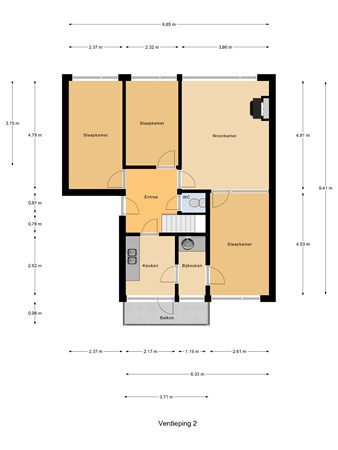 Plattegrond - Marsmanstraat 102, 3076 EE Rotterdam 