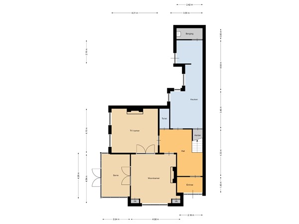 Ste Bernaertsstraat 25, 4731 GN Oudenbosch - Plattegrond begane grondvloer St. Bernaertsstraat 25 Oudenbosch.jpg