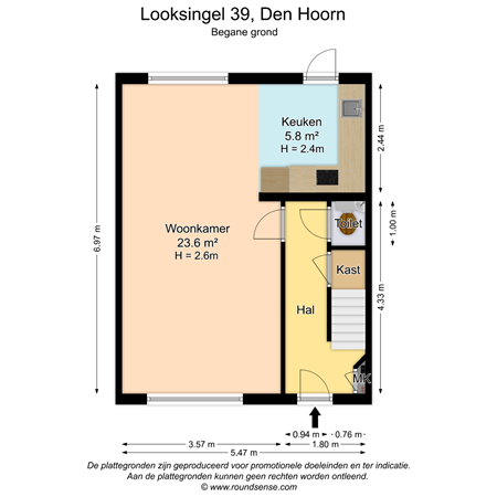 Floorplan - Looksingel 39, 2635 EB Den Hoorn