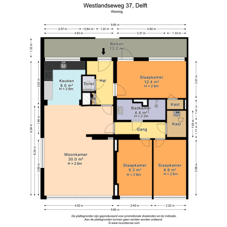 Floorplan - Westlandseweg 37, 2624 AB Delft