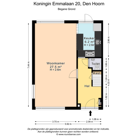 Floorplan - Koningin Emmalaan 20, 2635 HJ Den Hoorn