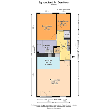 Floorplan - Egmondland 74, 2635 MW Den Hoorn