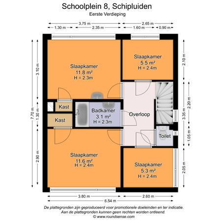 Floorplan - Schoolplein 8, 2636 GB Schipluiden