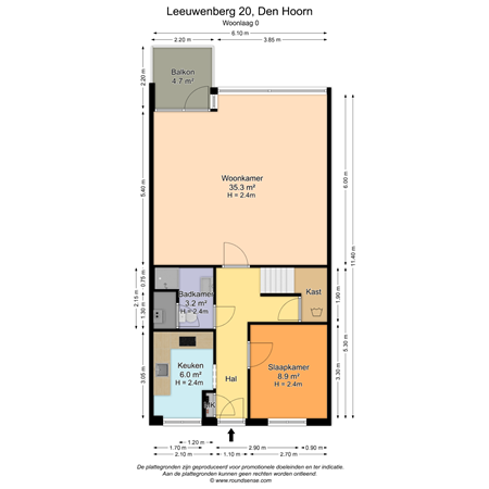 Floorplan - Leeuwenberg 20, 2635 GD Den Hoorn