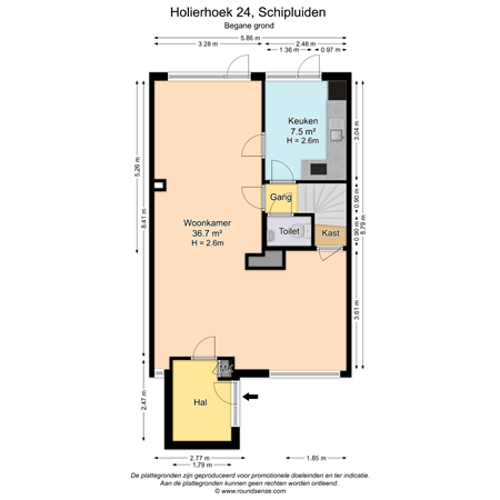 Floorplan - Holierhoek 24, 2636 EJ Schipluiden