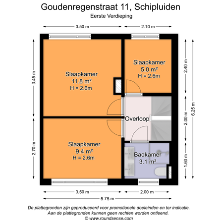 Floorplan - Goudenregenstraat 11, 2636 BH Schipluiden