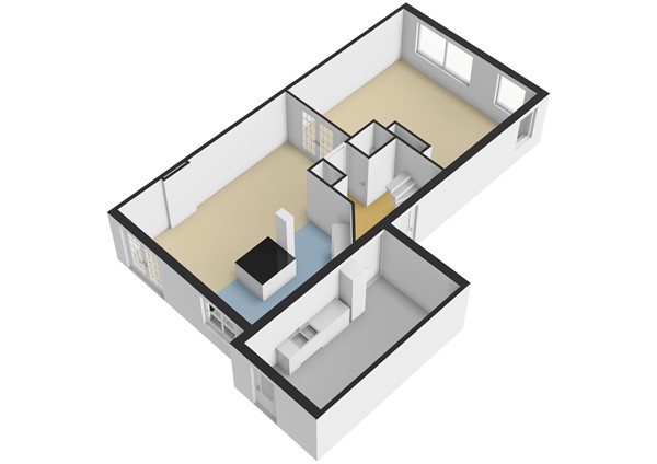 Vlasdreef 1, 3355 BK Papendrecht - Plattegrond BG - 3D - Vlasdreef 1 te Papendrecht.jpg