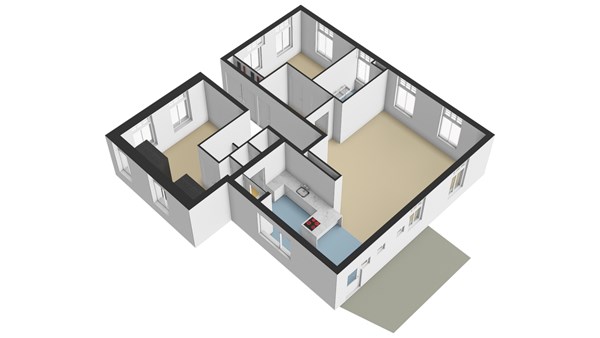 Lekdijk 173A, 2957 CG Nieuw-Lekkerland - Plattegrond - Appartement - 3D - Lekdijk 173-A te Nieuw-Lekkerland.jpg