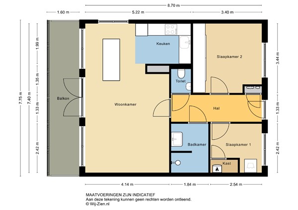 Anjerstraat 63, 2951 BA Alblasserdam - Plattegrond appartement - 2D - Anjerstraat 63 te Alblasserdam.jpg