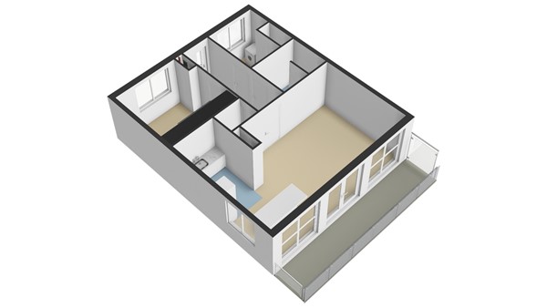 Anjerstraat 63, 2951 BA Alblasserdam - Plattegrond appartement - 3D - spiegelbeeld - Anjerstraat 63 te Alblasserdam.jpg