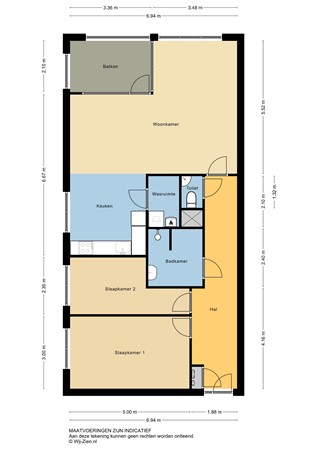 Plantageweg 126A, 2951 VH Alblasserdam - Plattegrond appartement - 2D - Plantageweg 126-a te Alblasserdam.jpg