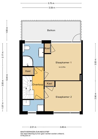 Thorbeckestraat 35, 2953 AP Alblasserdam - Plattegrond 1E - 2D - Thorbeckestraat 35 te Alblasserdam.jpg