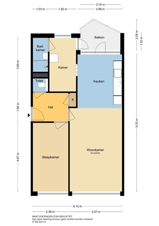 Anjerstraat 22, 3333 GD Zwijndrecht - Plattegrond 2D - Appartement - Anjerstraat 22 te Zwijndrecht.jpg