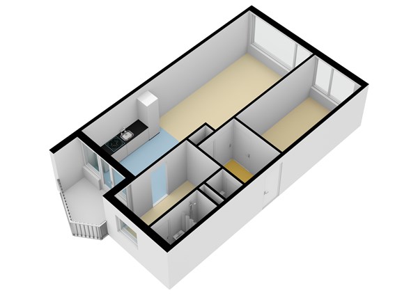 Anjerstraat 22, 3333 GD Zwijndrecht - Plattegrond 3D - Appartement - Anjerstraat 22 te Zwijndrecht.jpg