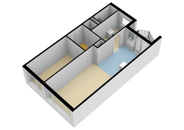 Anjerstraat 22, 3333 GD Zwijndrecht - Plattegrond 3D - Appartement - Spiegelbeeld - Anjerstraat 22 te Zwijndrecht.jpg