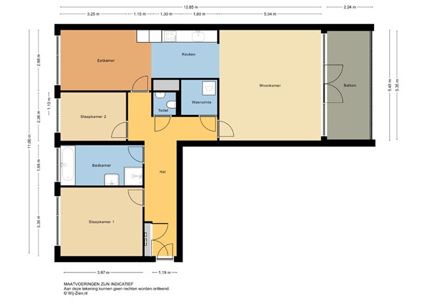 Kraanbaan 244, 2951 JG Alblasserdam - Plattegrond appartement - 2D - Kraanbaan 244 te Alblasserdam.jpg