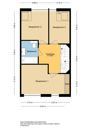 Fop Smitstraat 69, 2953 XD Alblasserdam - Plattegrond eerste verdieping - 2D- Fop Smitstraat 69 Alblasserdam.jpg