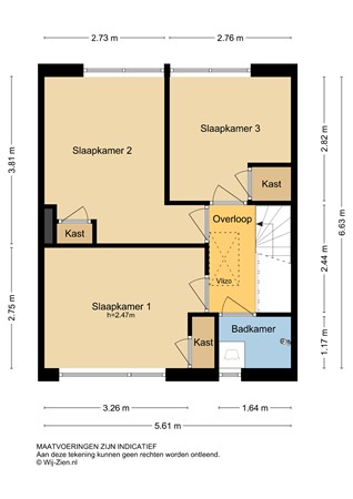 Margrietweg 5, 2961 AH Kinderdijk - Plattegrond Verdieping 1 2D - Margrietweg 5 te Kinderdijk.jpg