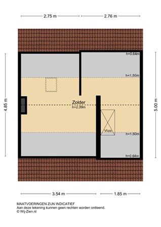 Margrietweg 5, 2961 AH Kinderdijk - Plattegrond Vliering 2D - Margrietweg 5 te Kinderdijk.jpg