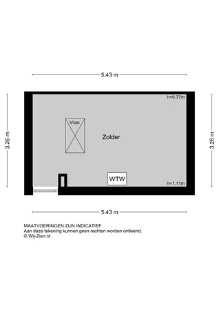 Touwbaan 27, 2953 HA Alblasserdam - Plattegrond Zolder 2D - Touwbaan 27 te Alblasserdam.jpg