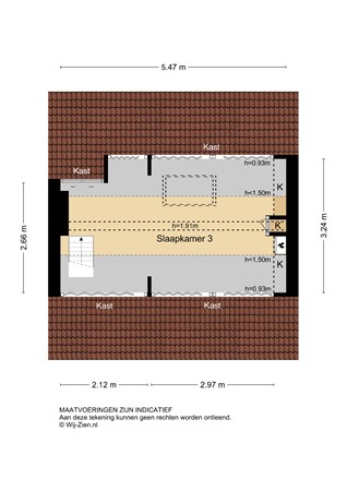 Papaverstraat 5, 2951 BR Alblasserdam - Plattegrond Zolder 2D - Papaverstraat 5 te Alblasserdam.jpg