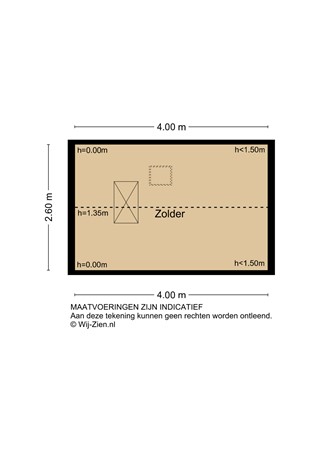 West Kinderdijk 255, 2953 XT Alblasserdam - Plattegrond Zolder 2D - West Kinderdijk 255 te Alblasserdam.jpg