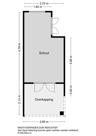 West Kinderdijk 255, 2953 XT Alblasserdam - Plattegrond Schuur 2D - West Kinderdijk 255 te Alblasserdam.jpg